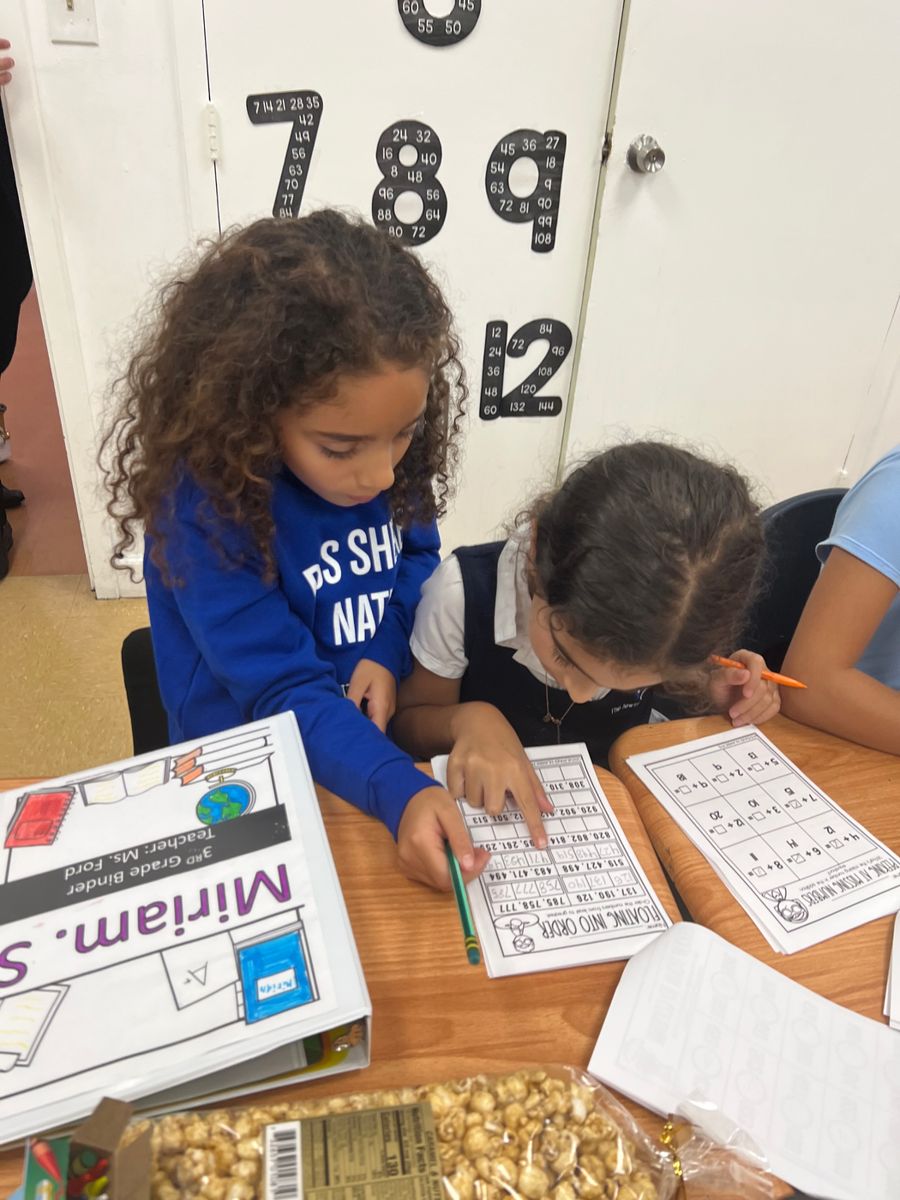 Students working on math