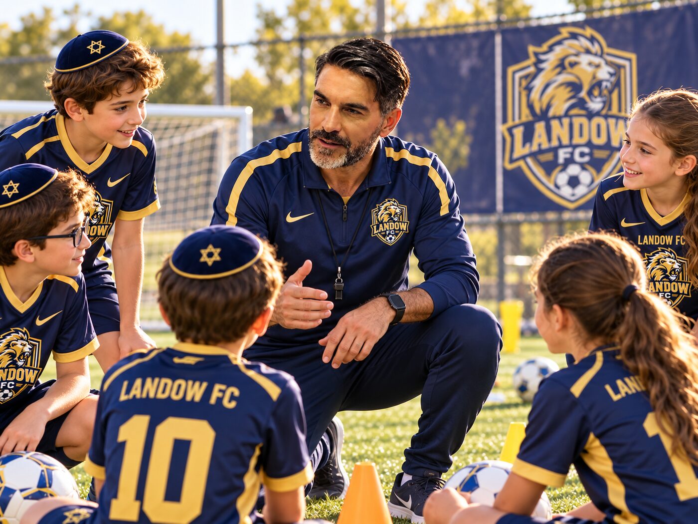 Coach Giovanni Russo coaching Landow FC players