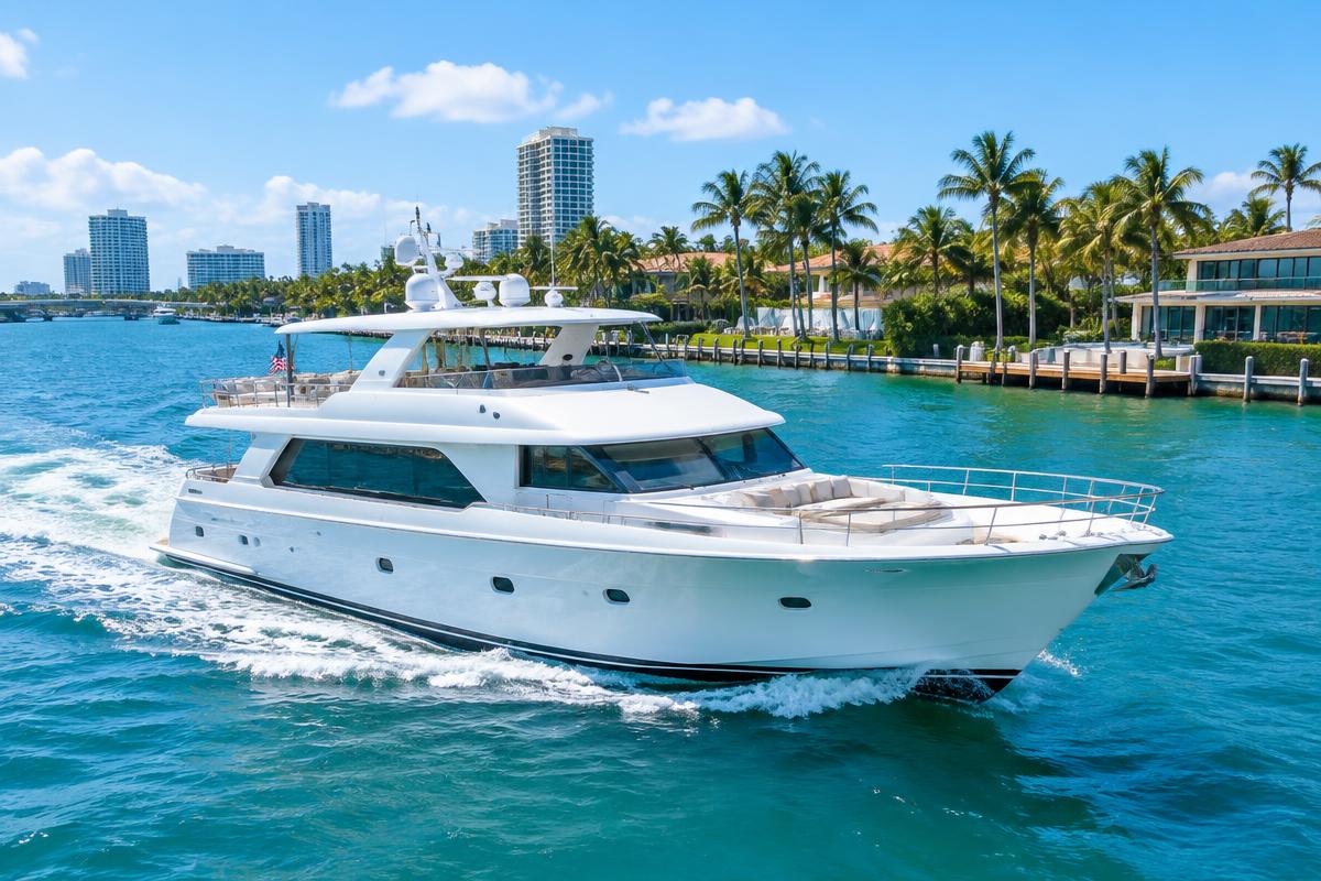 Illustrative yacht on a South Florida waterway